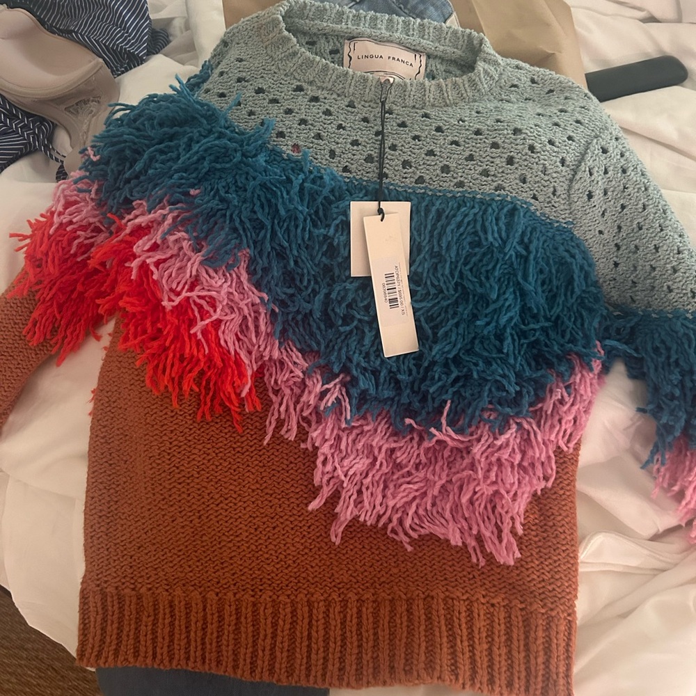 Lingua Franca fringe sweater brand new
